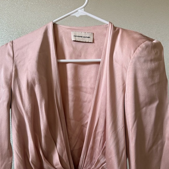 ALEXANDRE VAUTHIER Ruched Crystal Embellished Silk Maxi Dress in Blush Sz 4 US - Picture 6 of 11